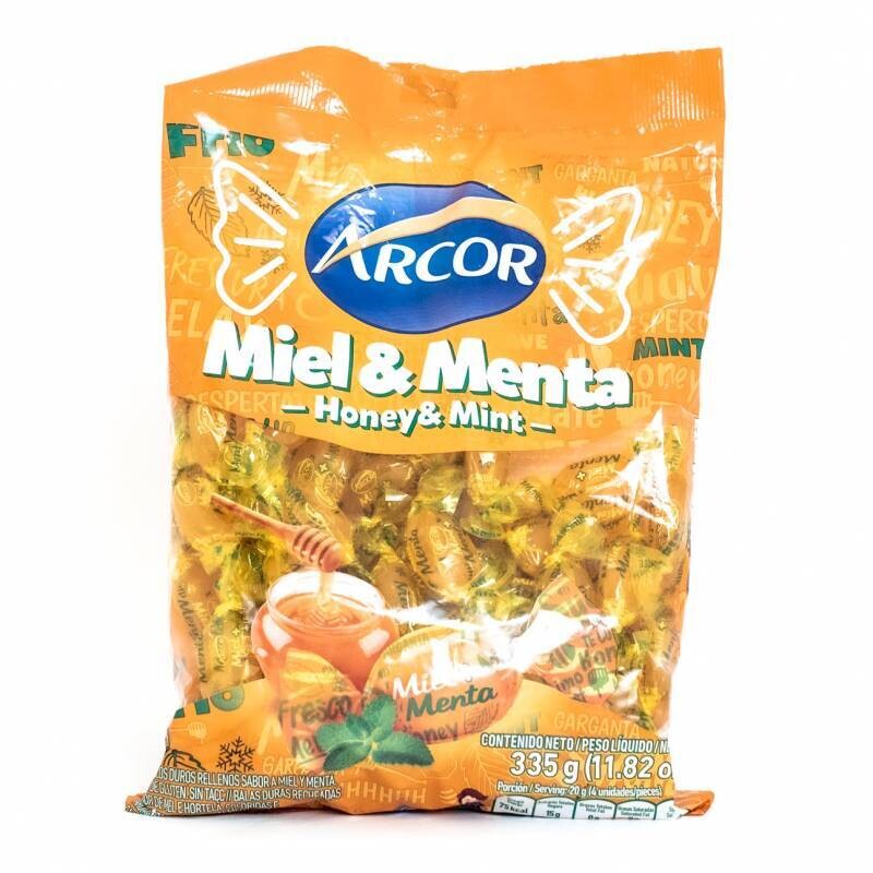 CARAMELO  ARCOR RELLENOS DE MIEL CON MENTA   335 GRS